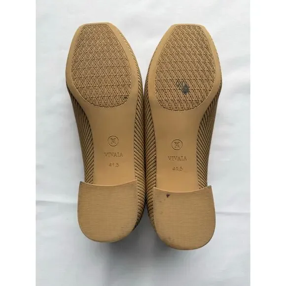 VIVAIA Square-Toe Chunky Heels (Melody Pro) Nude Peach Shoe Sz 9.5/41.5